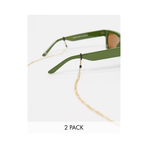 Набор из 2 тонких цепочек для солнцезащитных очков серебристого и золотистого цвета ASOS DESIGN Многоцветный