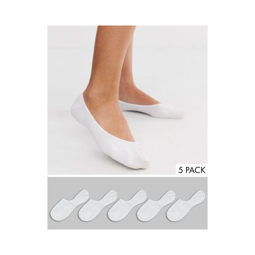 Набор из 5 пар белых невидимых носков с нескользящей лентой ASOS DESIGN
