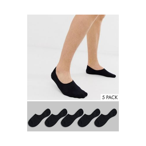 Набор из 5 пар черных невидимых носков Jack & Jones-Черный цвет