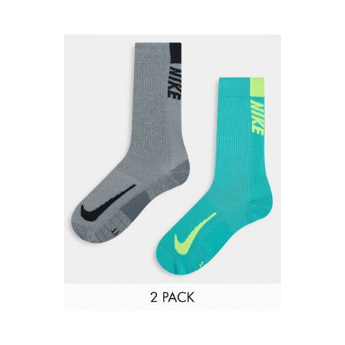 Набор из 2 пар носков серого и голубого цветов Nike Running Multiplier