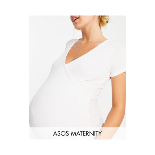Белый топ с запахом для кормящих матерей с короткими рукавами ASOS DESIGN Maternity