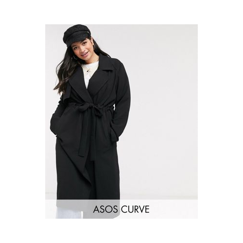Черное мягкое пальто ASOS DESIGN Curve-Черный цвет