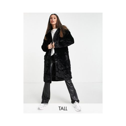Черное пальто из искусственного меха Threadbare Tall Mae