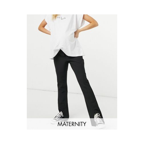 Черные брюки с разрезами спереди PIECES Maternity-Черный цвет
