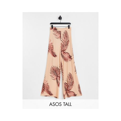 Эксклюзивные широкие брюки с пальмовым принтом ASOS DESIGN Tall Разноцветный