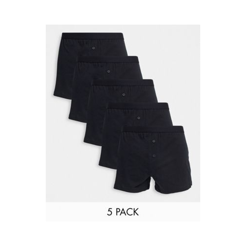 Комплект из 5 черных трикотажных боксеров ASOS DESIGN-Черный цвет