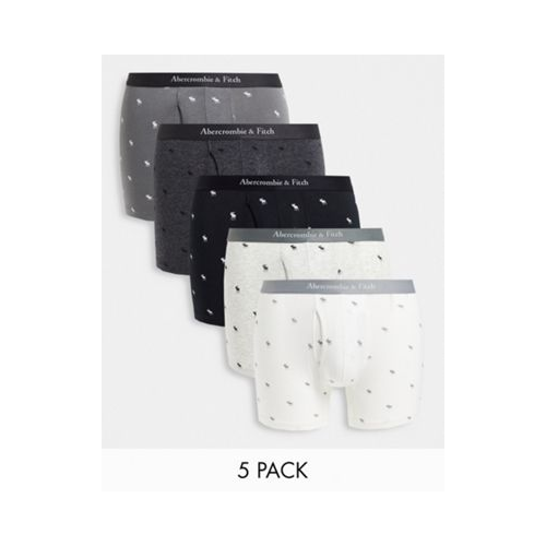 Комплект из 5 боксеров-брифов со сплошным логотипом черного, серого и белого цветов Abercrombie & Fitch Разноцветный