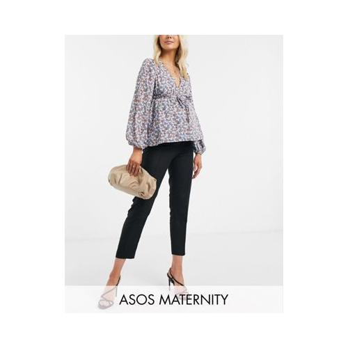 Льняные брюки-сигареты ASOS DESIGN Maternity-Черный цвет