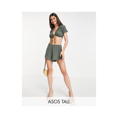 Пляжные фактурные шорты цвета хаки от комплекта ASOS DESIGN Tall-Зеленый