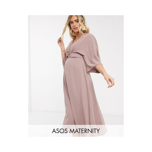 Приталенное платье миди с рукавами "летучая мышь" ASOS DESIGN Maternity-Розовый цвет
