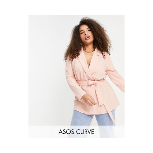 Розовый трикотажный пиджак ASOS DESIGN Curve-Розовый цвет