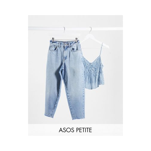 Светлые джинсы бойфренда с завышенной талией ASOS DESIGN Petite Голубой