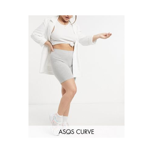 Серые меланжевые шорты-легинсы из хлопка ASOS DESIGN Curve