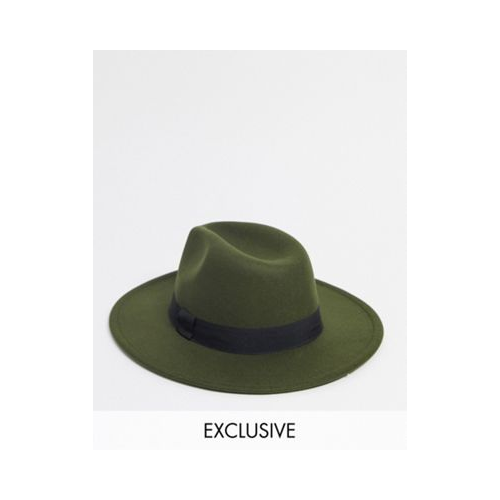 Шляпа федора цвета хаки с пряжкой My Accessories London-Зеленый