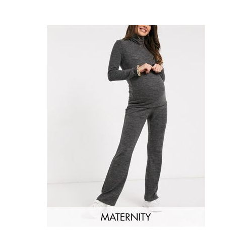Темно-серые расклешенные брюки из трикотажа от комплекта Pieces Maternity