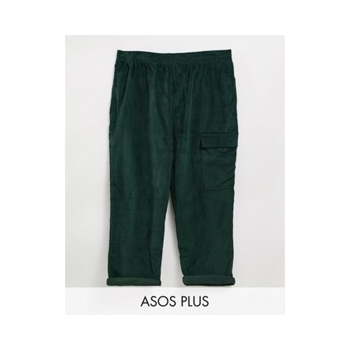 Темно-зеленые укороченные вельветовые брюки свободного кроя ASOS DESIGN Plus-Зеленый цвет