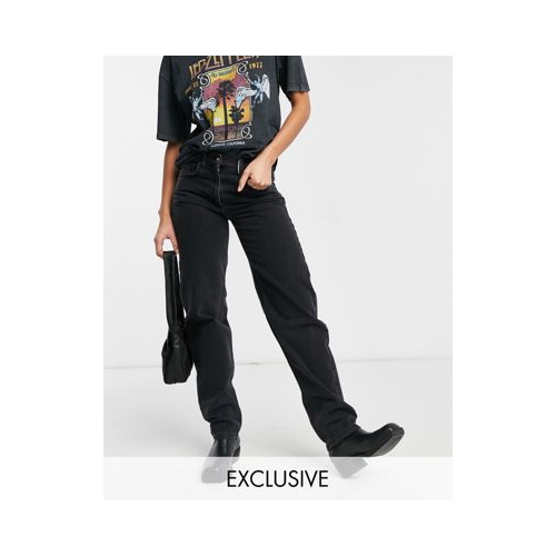 Выбеленные черные джинсы в стиле 90-х свободного кроя, мужского силуэта со стандартной талией COLLUSION x014-Черный цвет
