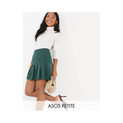 Зеленая плиссированная юбка мини ASOS DESIGN Petite
