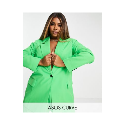 Зеленый oversized-блейзер в винтажном стиле ASOS DESIGN Curve-Зеленый цвет