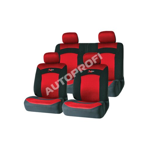 Чехлы AUTOPROFI EXTREME для передних и задних сидений, ткань, черный/красный цвет, 8 предметов