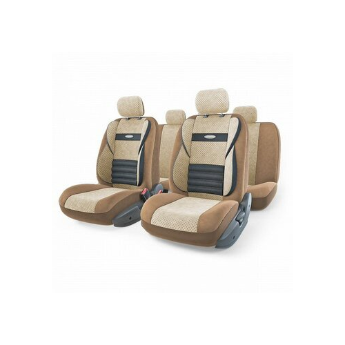 Чехлы AUTOPROFI COMFORT COMBO для передних и задних сидений, велюр, бежевый цвет, 11 предметов