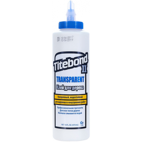 Прозрачный влагостойкий клей для дерева Titebond II Transparent Premium Wood Glue 473 мл