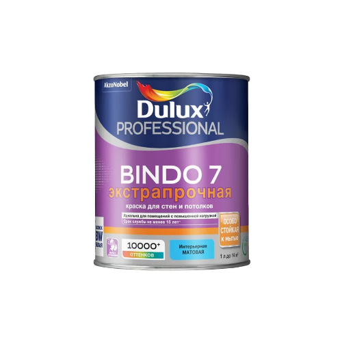 Краска для стен и потолков Dulux Professional Bindo 7 Экстрапрочная 900 мл бесцветная